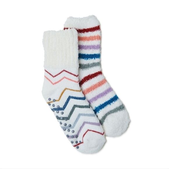 Women's Ultra Soft Fuzzy Lounge Socks 2-Pack Shoe Size 4-10 - Picture 5 of 6